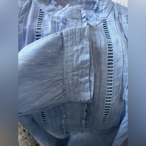 Seraphina London UK Linen Blue top Blouse size M NWOT - Picture 4 of 4